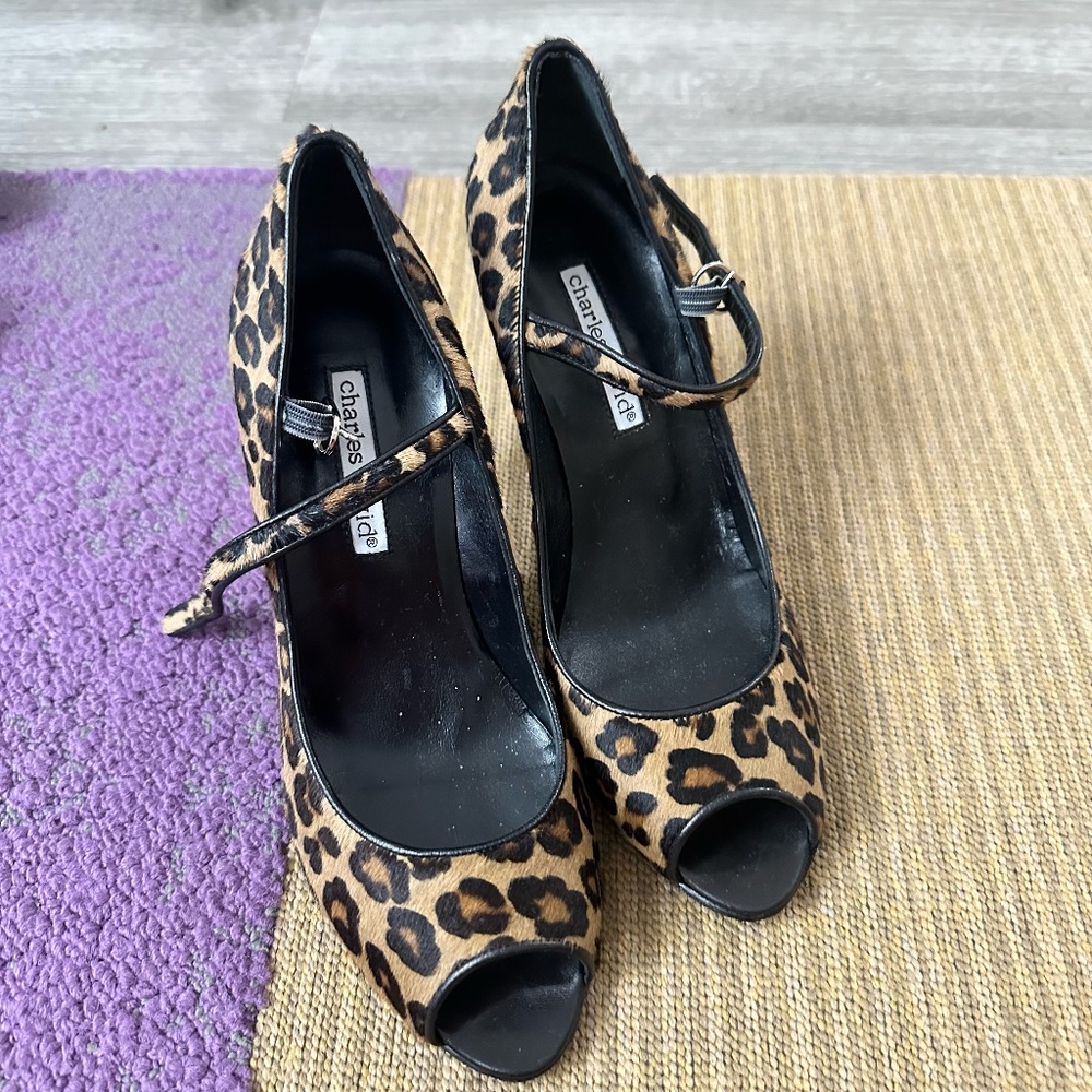 Charles David Heels animal print size 8